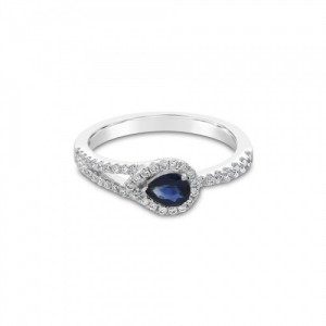 Ring Κ18 with Brilliant & Sapphire