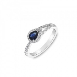 Ring Κ18 with Brilliant & Sapphire